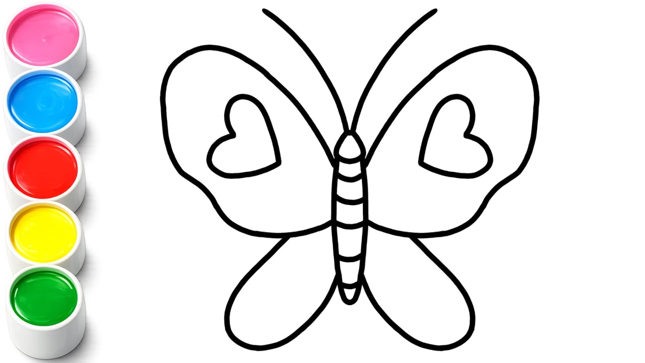 رسم وتلوين فراشة 🦋🌈 Drawing and coloring a butterfly for children