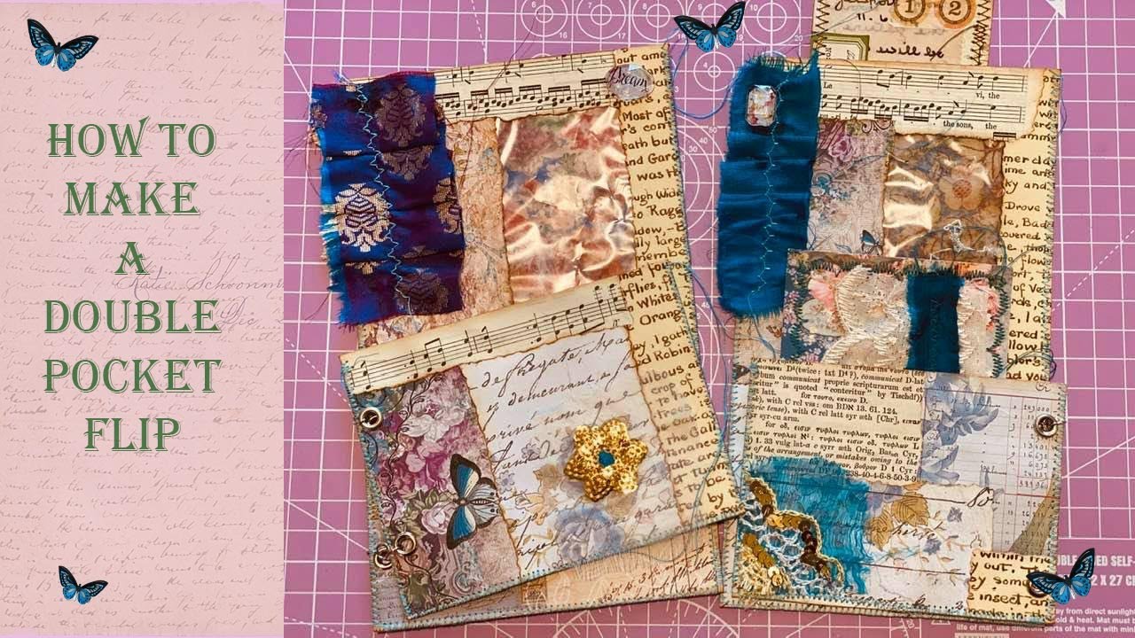 How to Make Easy Double Pocket Flips - using Altered Envelopes - BOHO Theme Junk Journal