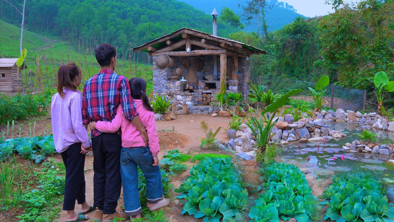 Young Family Of Three Revert To Their Natural Roots / 2 Years Build Off Grid Stone House