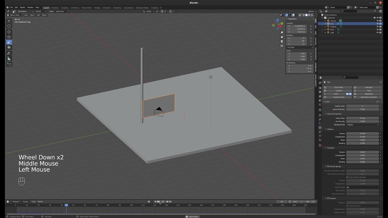 Blender Tutorial 22 - Basic Physics with Cloth and Wind