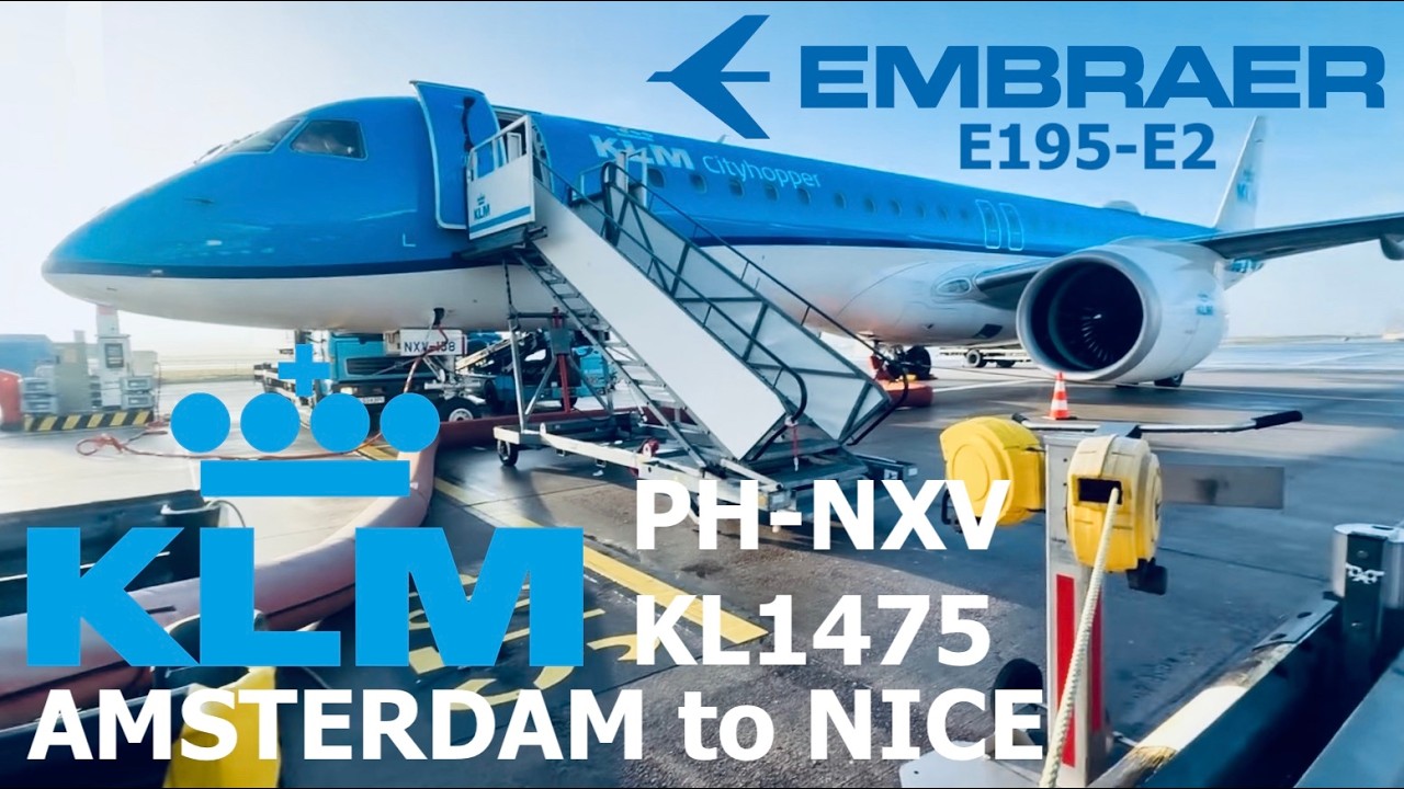 KLM 1475 PH-NXV Embraer E195-E2  from Amsterdam to Nice #klm #klmroyaldutchairlines
