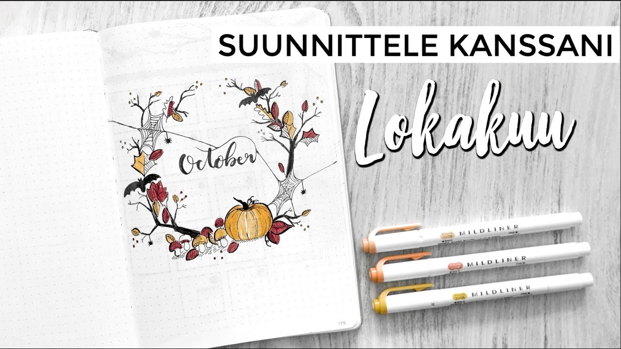 PLAN WITH ME OCTOBER 🎃🕷🖋 - Bullet Journal Suomi 2018