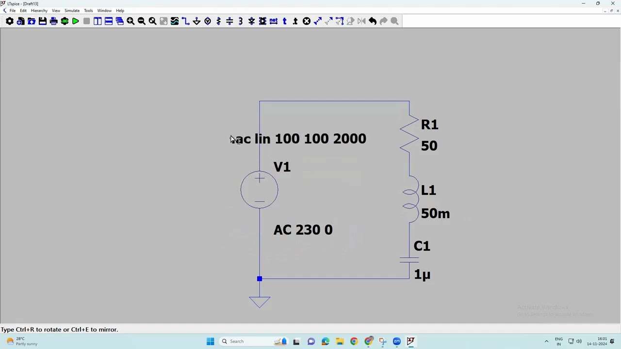 LTspice Simulation of RLC series resonance