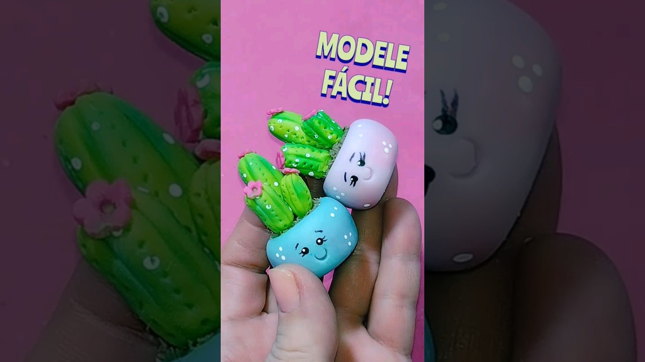 Mini Catus em biscuit #biscuit #diy #biscuitbrasil #porcelanafria #porcelanafr&iacute;a