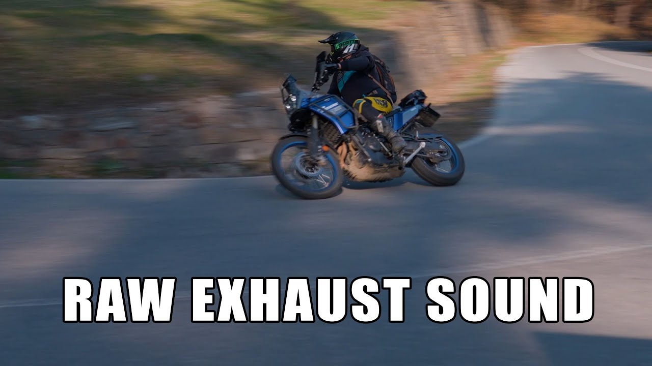 Tenere 700 raw exhaust sound on mountain road