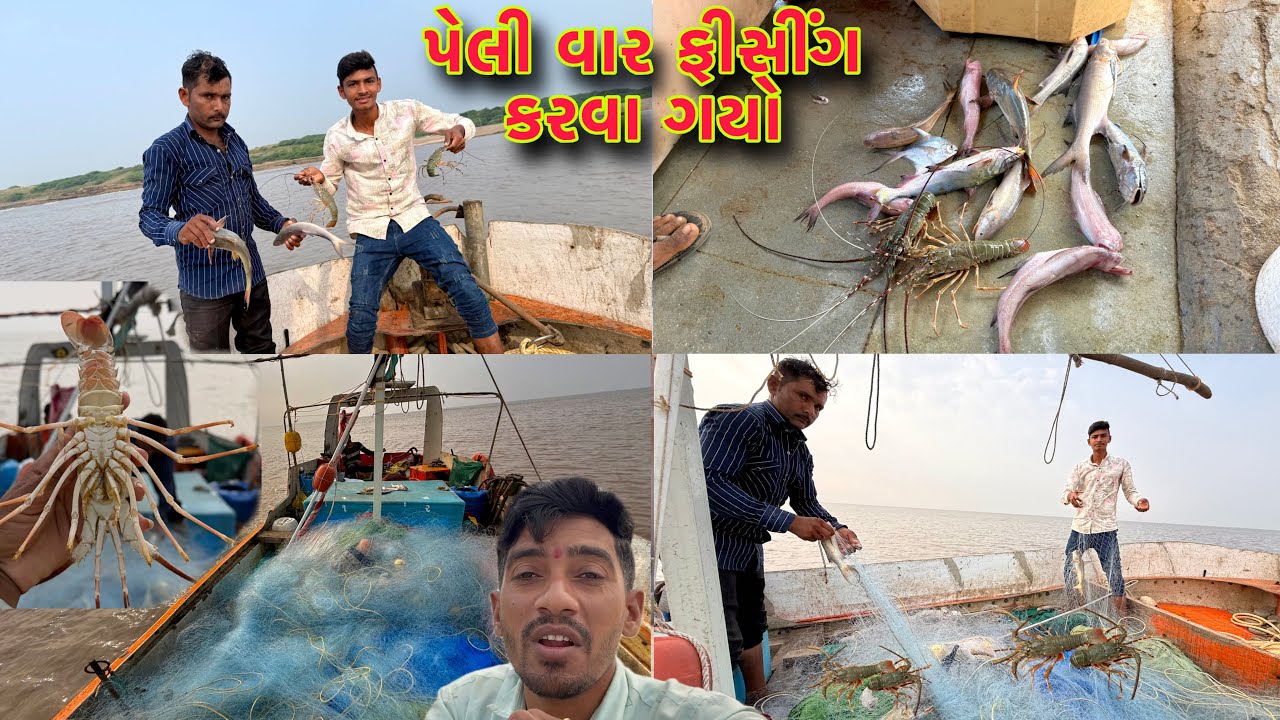 મસબો લઈ ને ટીટમ ના જાળ ઉપાડવા ગયા 🦞 boats lobster fishing 🚢 dariyai khedut 🎣