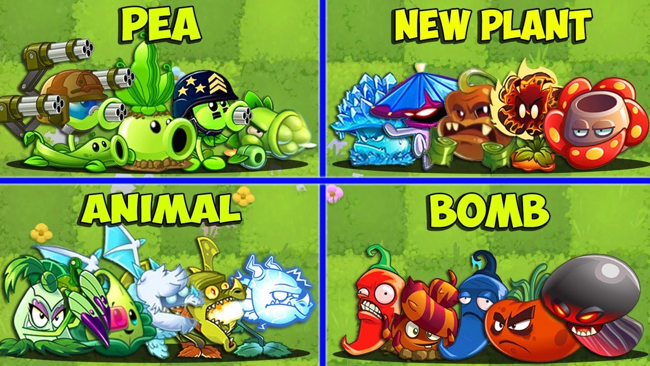 PvZ 2 - Random 5 Plants of PEA x ANIMAL x B0MB x NEW PLANTS Battlez - Who Will Win?