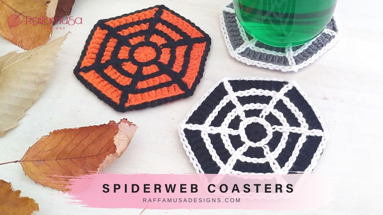 Crochet Halloween Spiderweb Coasters RaffamusaDesigns