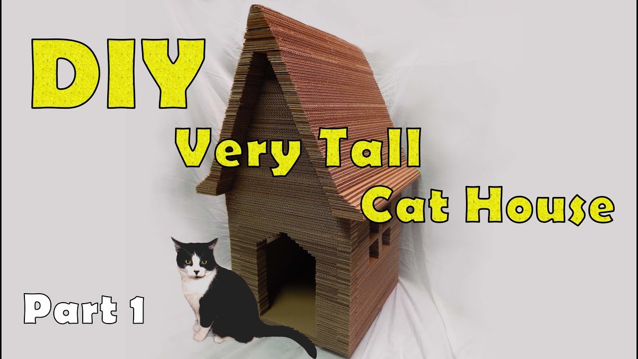 DIY Tall Gable Cardboard Cat House Scratcher Part 1