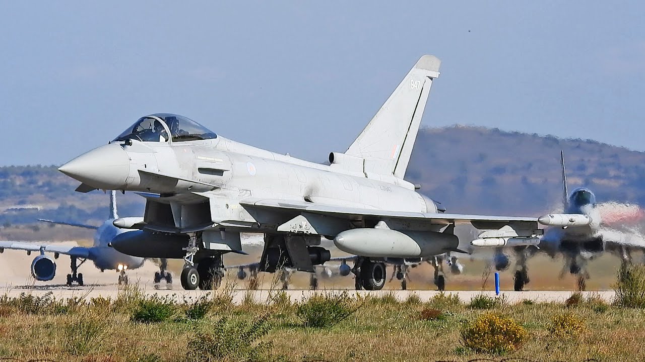 4x RAF Eurofighter Typhoon at Athens airport