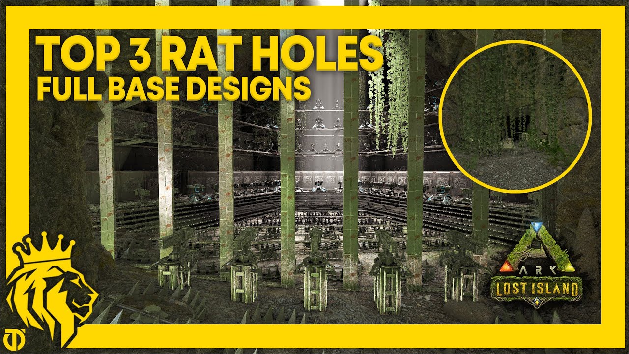 TOP 3 RAT HOLES on LOST ISLAND W/ FULL Base Designs | REMASTERED | ARK: Survival Evolved