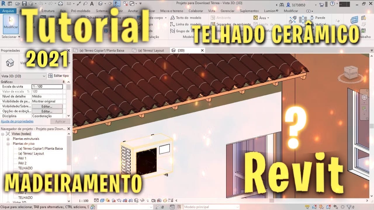 REVIT 2021 - Como criar telhado cerâmico no Revit (TELHA CERMÂMICA)