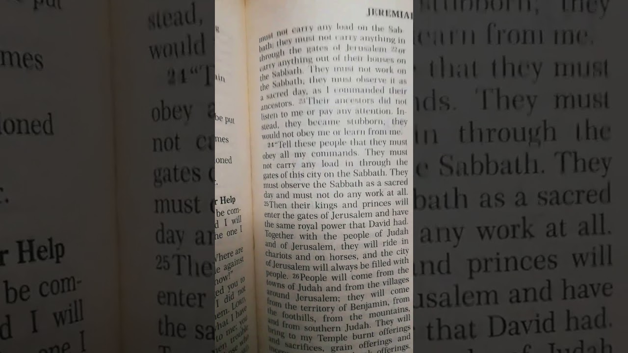 THE BOOK OF JEREMIAH: CHAPTER 17 VERSES 19 TO 27; ON OBSERVING THE SABBATH 
