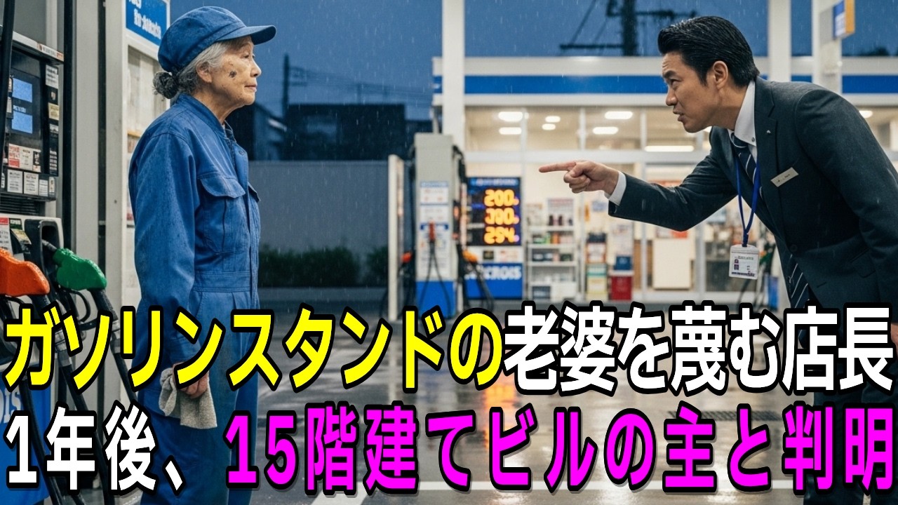 【因果応報】ガソリンスタンドの老婆をゴミ扱いする店長。給油代も払えない元夫を助けたら、1年後 15階建てビルのオーナーと判明し、店長が絶望…【感動する話】【スカッとする話】