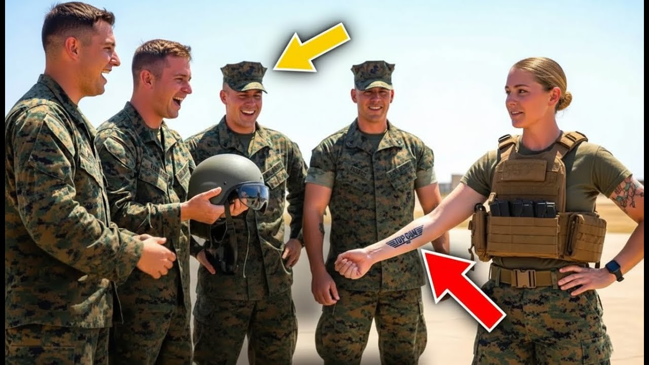 Marines Took Her Helmet Away, Until They Saw Her Top Gun Tattoo and Froze