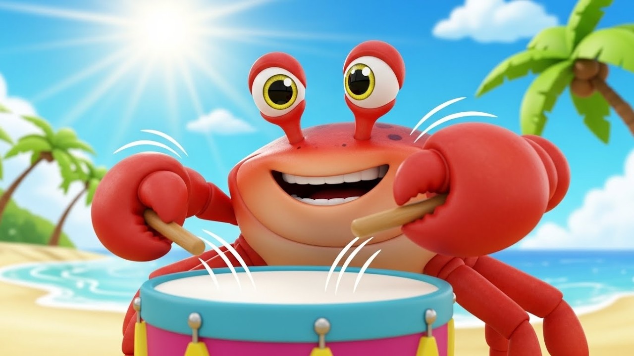 Забавный краб играет на барабане «Бум-Бум» 🦀🥁🌊 | Мультфильм для детей и весёлые приключения