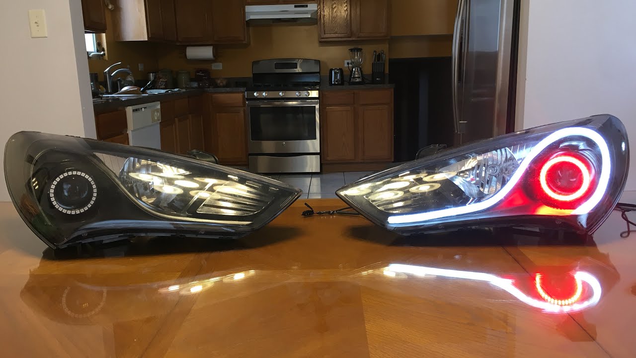 Custom Headlights: Converting HID Lights To Non HID Lights (led) Hyundai Genesis