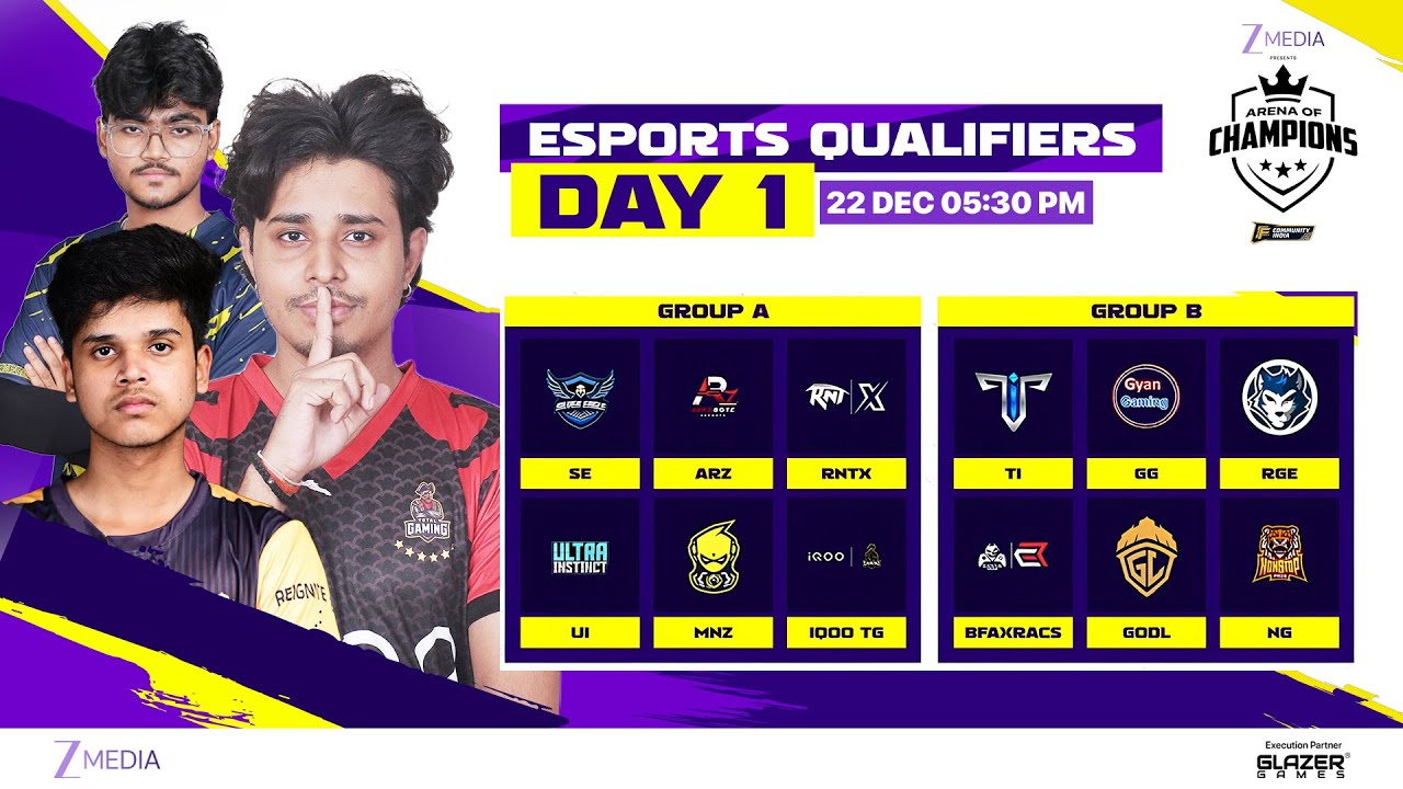 Zee Media Arena of Champions | Esports Qualifiers Day 1 | Group AxB #totalgaming #gyangaming #rntx