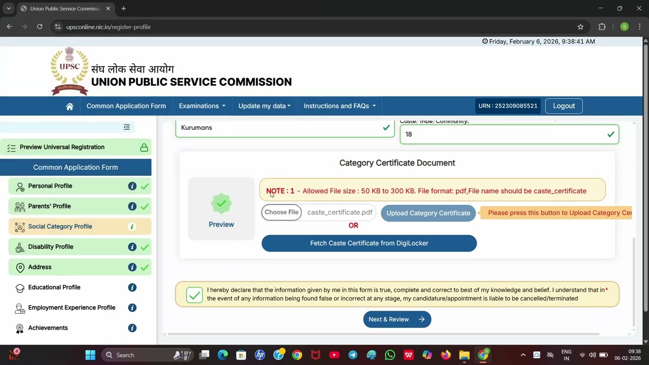 UPSC Universal Registration Portal Error &ndash;Caste Certificate Upload Fix#UPSC#UPSC2026#UPSCPreparation