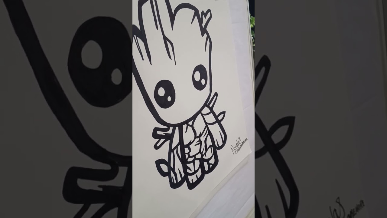 GRAPHIC DESIGNER DRAWS BABY GROOT #groot #drawgroot
