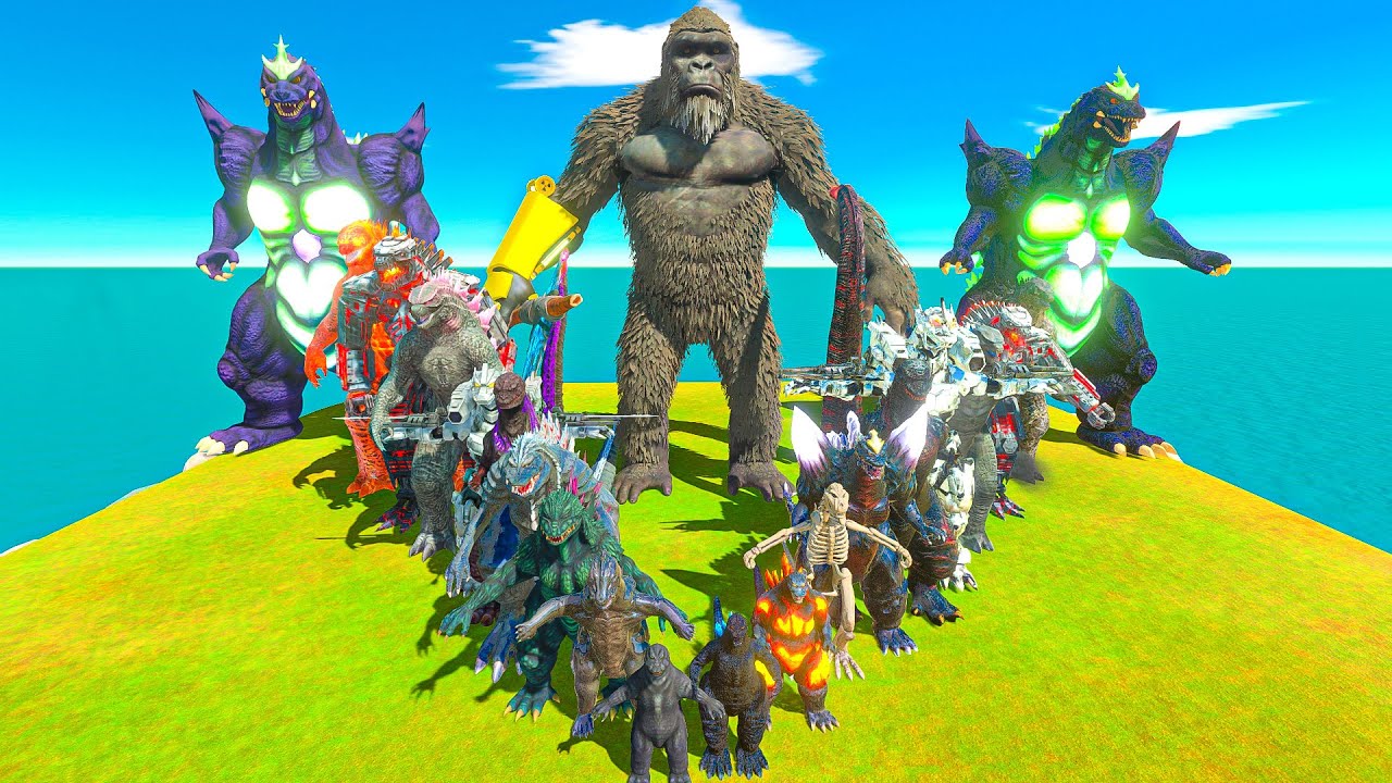 Godzilla 10 Evolution Levels to Save Kong from Ghidorah & Shimo - Animal Revolt Battle Simulator