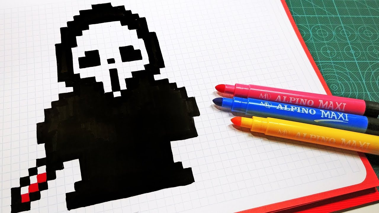 Halloween Pixel Art - How To Draw Ghostface from Scream #pixelart
