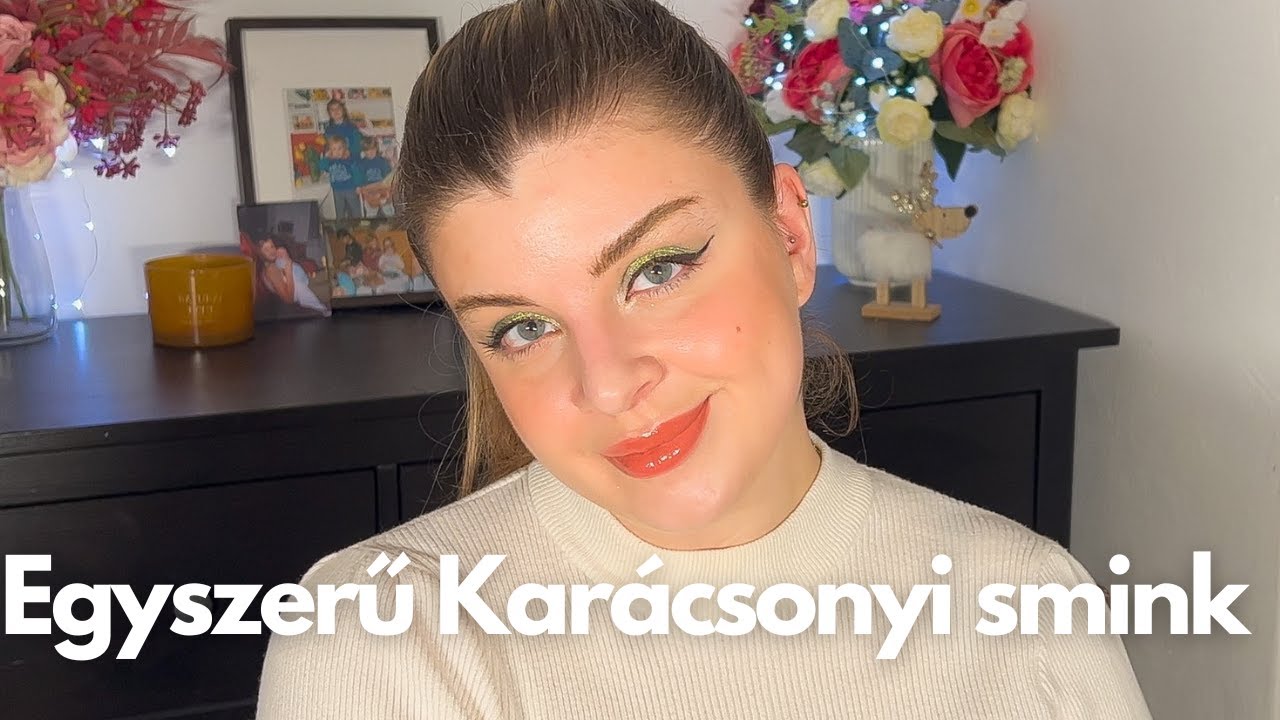 EGYSZERŰ KARÁCSONYI SMINK | egyszínű zöld smink | Fejes Réka