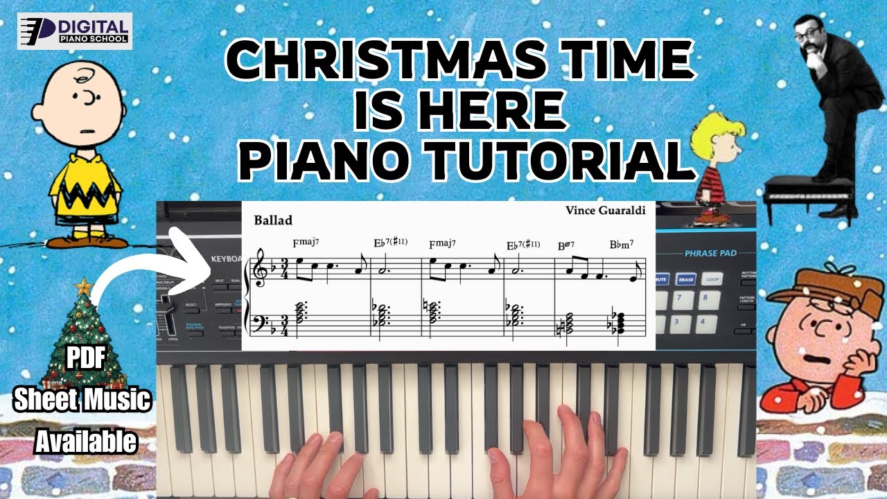Christmas Time is Here Piano Tutorial | Charlie Brown Christmas | Vince Guaraldi Trio | Sheet Music