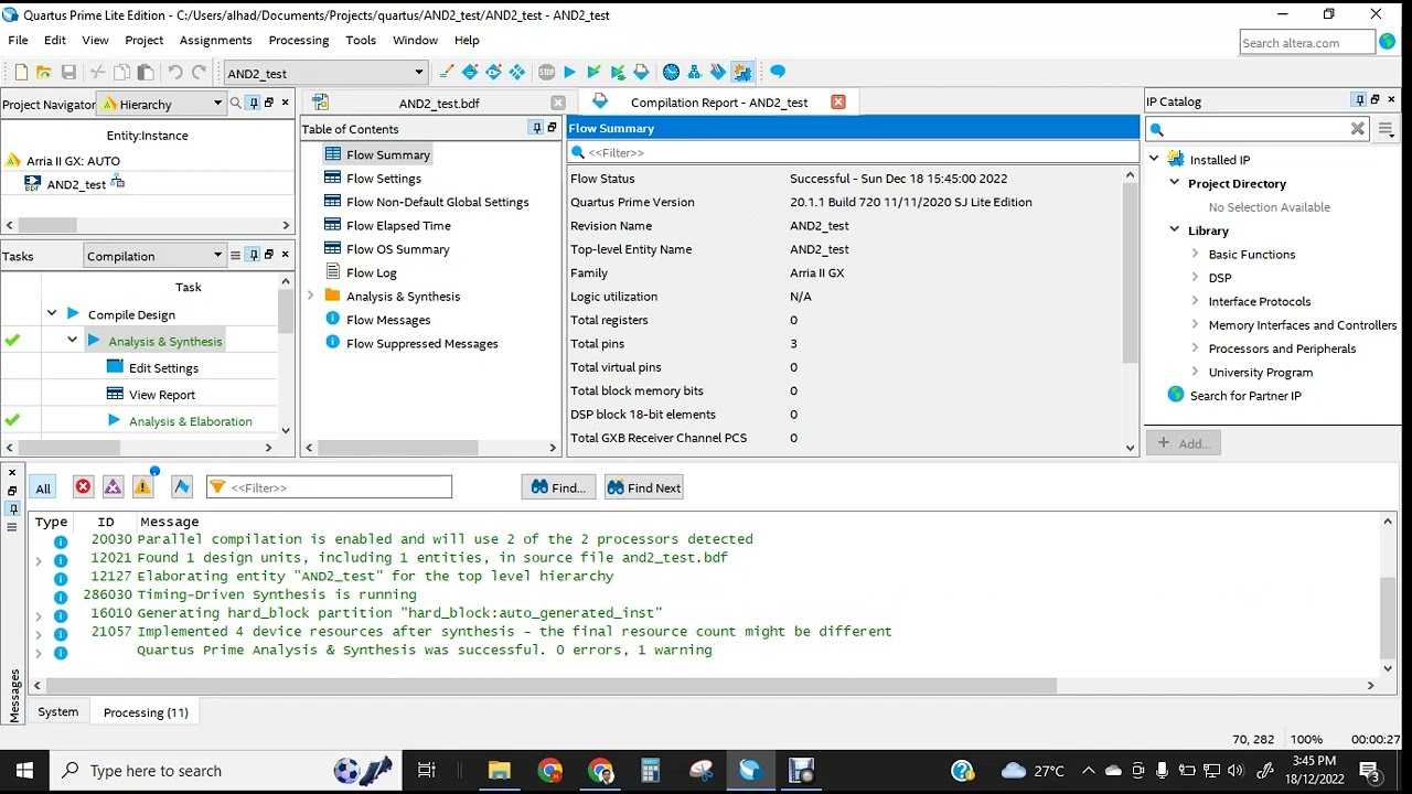 Quartus Prime Lite Simple Tutorial Using Schematic and VWF Simulator