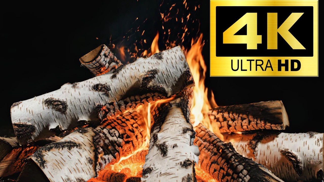 Fireplace Birch Wood 12H - #fireplace10hours #screensaver #fireplace