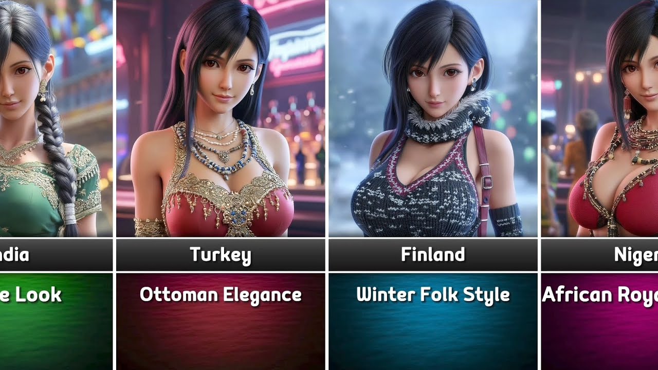 Tifa Lockhart in 45 Different Countries | Final fantasy