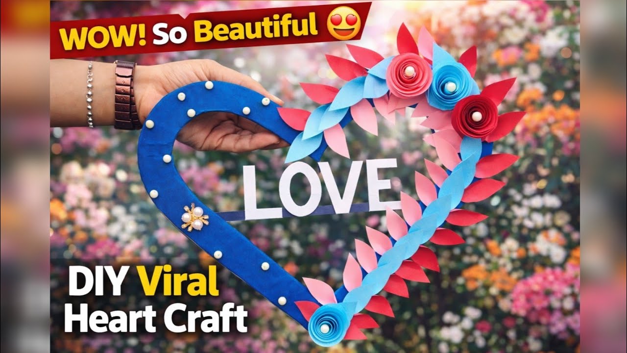 How to Make a Viral Heart Craft at Home | Easy Paper Wall Hanging Tutorial || Crafts With Bilal 