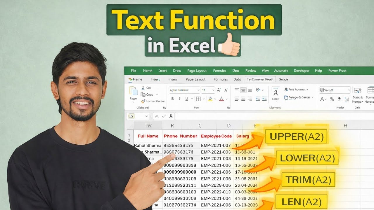 Text Functions in Excel | LEFT, RIGHT, MID, LEN Explained | Beginner 👍🏻