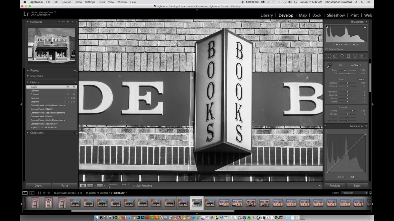 Converting Color to B&W in Lightroom CC 2018