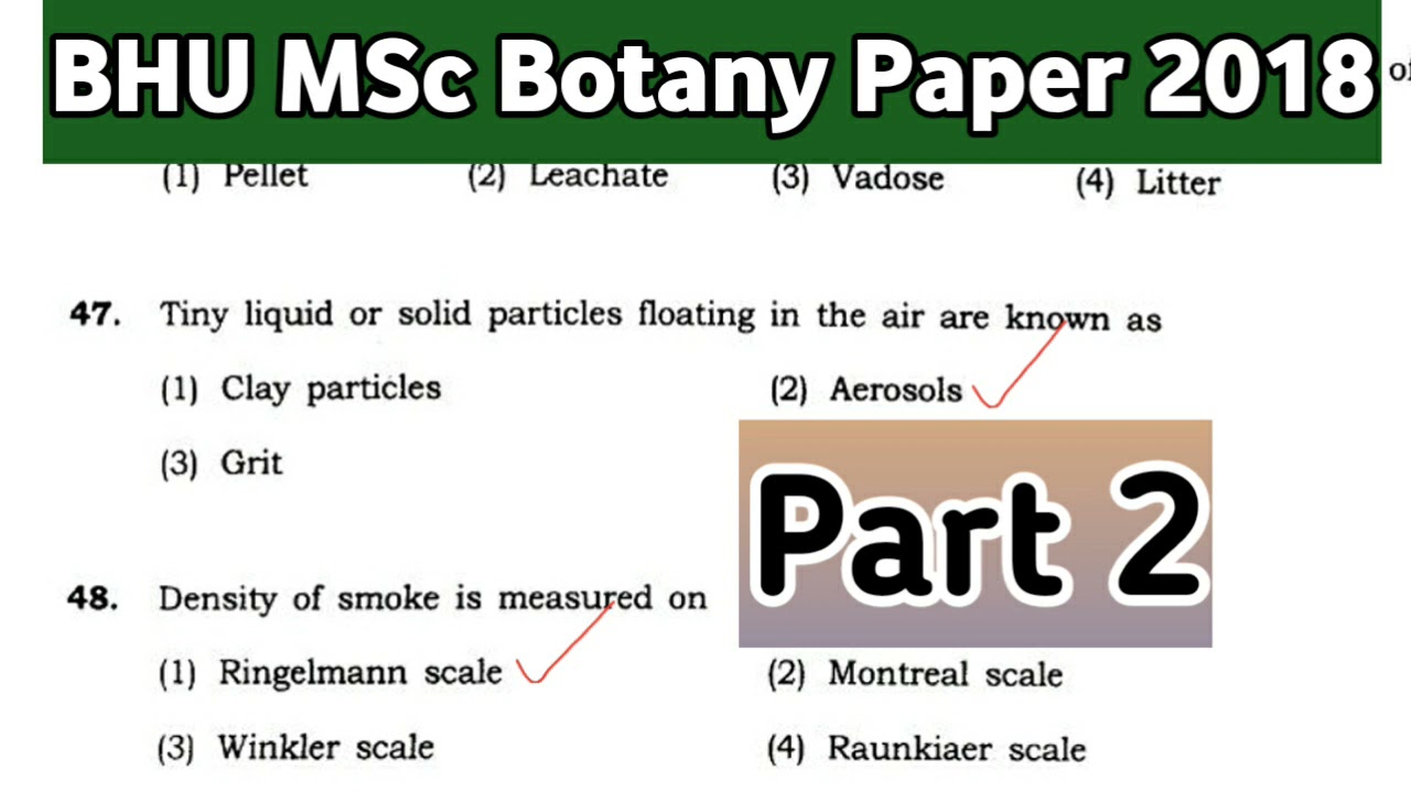 bhu msc botany entrance exam question paper 2018 || botany mcqs || part 2