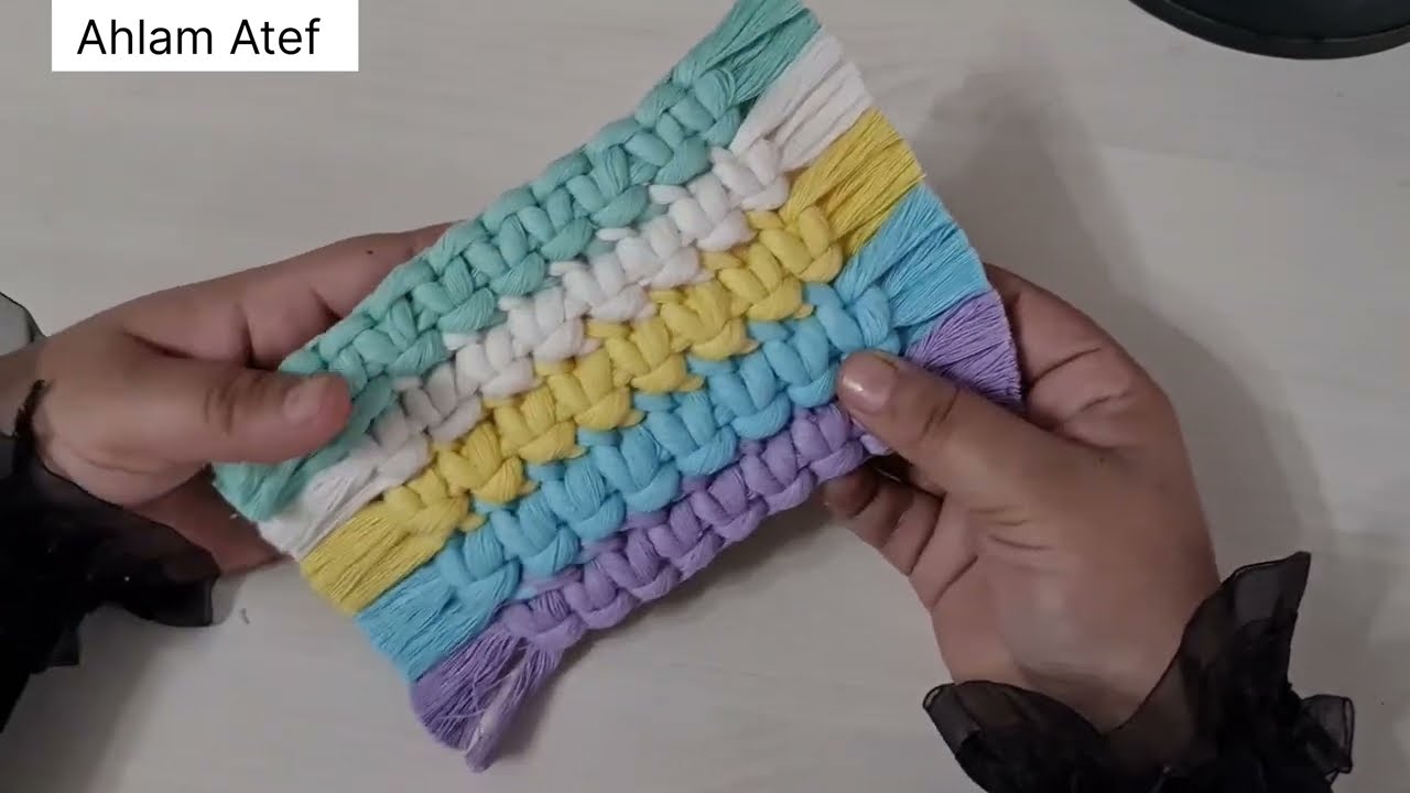 كوستر مكرمية مستطيل كيوت وسهل و بسيط 🧡🫶 Macrame coaster