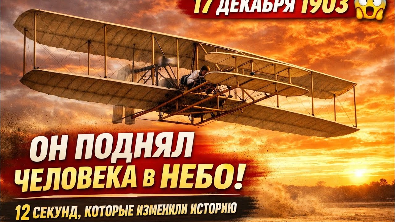 ОН ИЗМЕНИЛ МИР ЗА 12 СЕКУНД! 😱 Первый Полёт в Истории (1903)