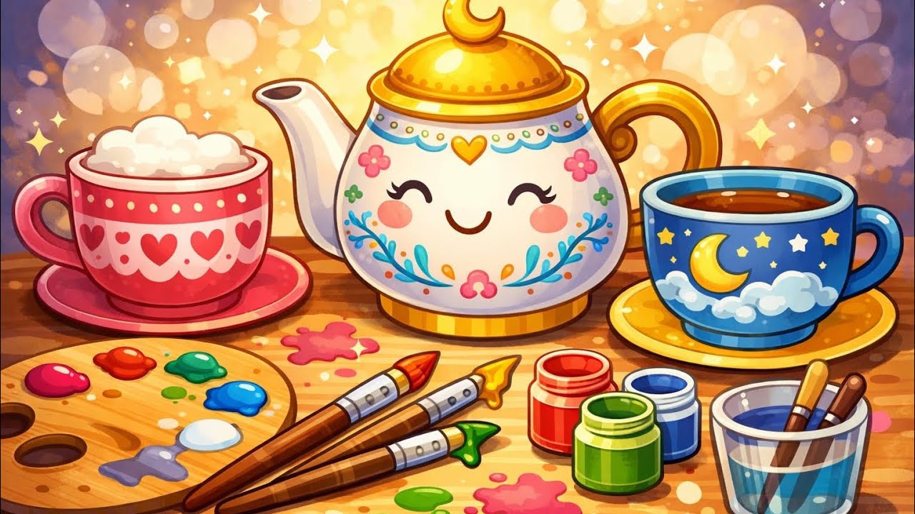 Painting for kids. Fun art acrivity with creative mind and thinking for kids colors learning 