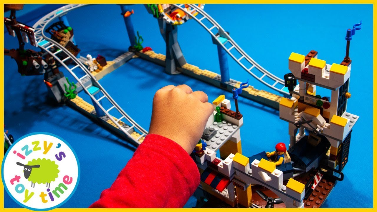 LEGO PIRATE ROLLER COASTER! Fun Toy Trains and Toy Cars