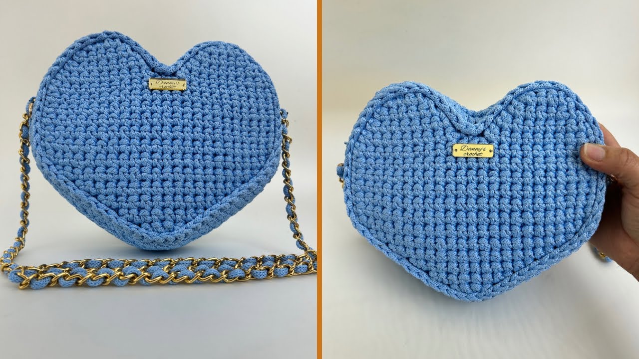 Bolsa em crochê formato coração em fio de polister | Bolsa Laura (receita atualizada)