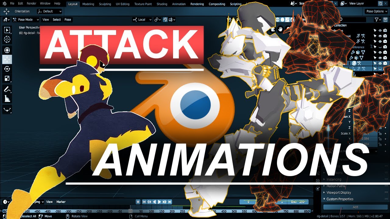 Blender 2.8 Анимации атак за 2 минуты! (Колено капитана Фалкона)