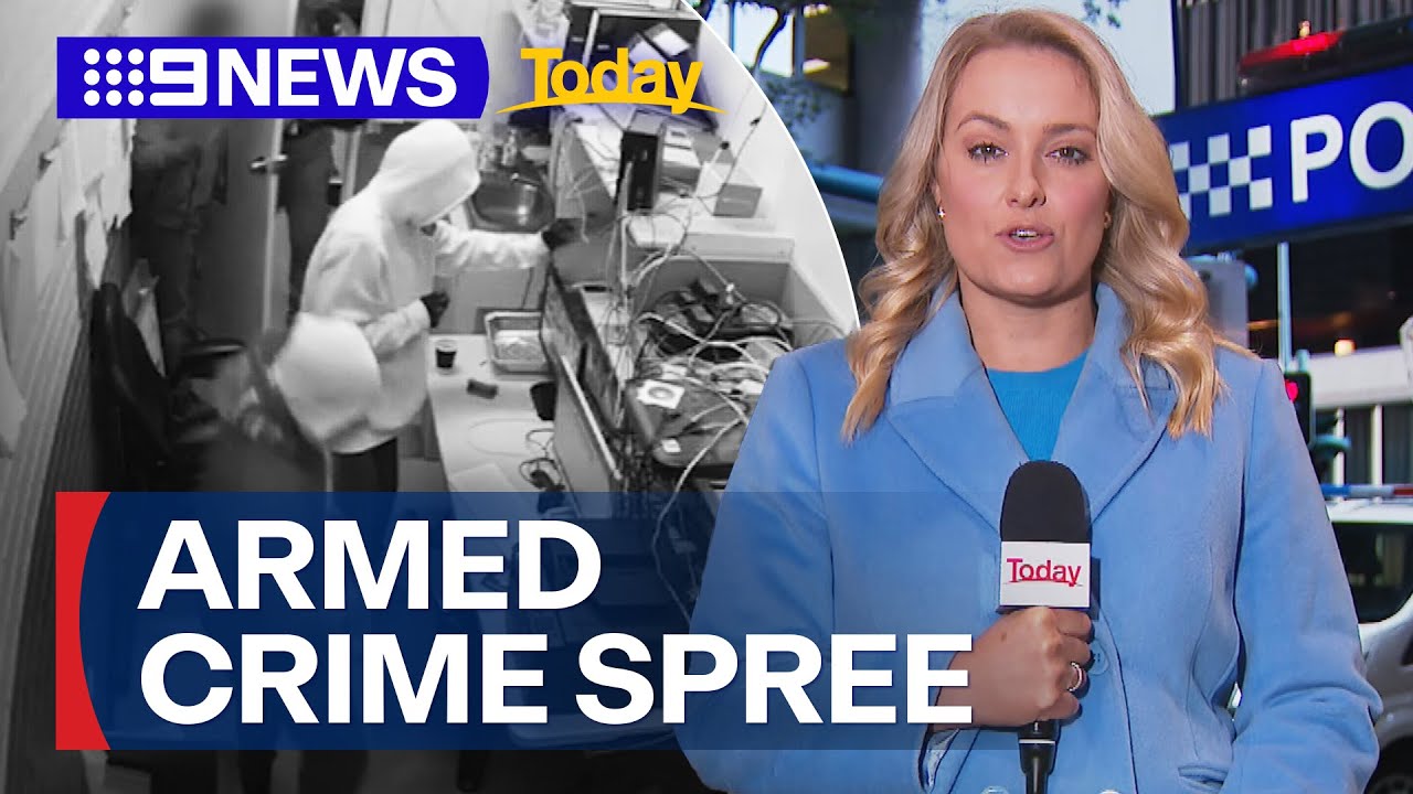 CCTV footage captures crime spree across Brisbane | 9 News Australia