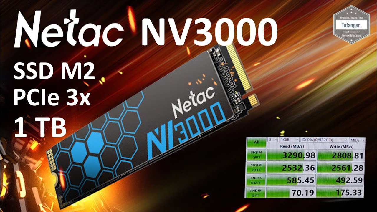 Твердотельный накопитель Netac NV3000 1 ТБ — NVMe SSD M2 — PCIE 3.0 Gen3×4 — 3D NAND с радиатором