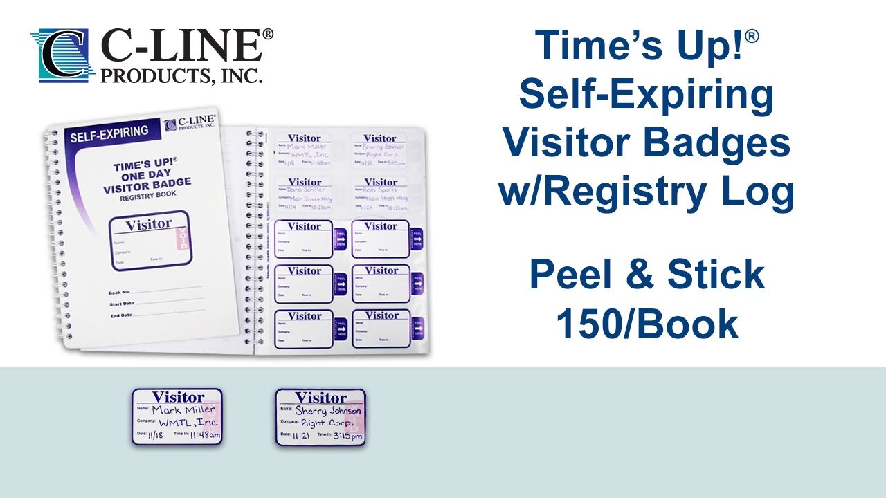 Time's Up! Self-Expiring Visitor Badges with Registry Log - C-Line Products - 97009