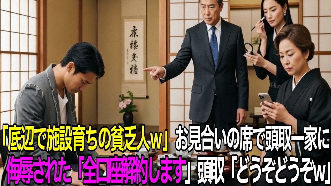 「片親で施設育ちは不合格よｗ」お見合いで俺を追い出した頭取家族。俺「全額引き出しますｗ」→翌日のニュースで銀行破産に家族全員顔面蒼白ｗ