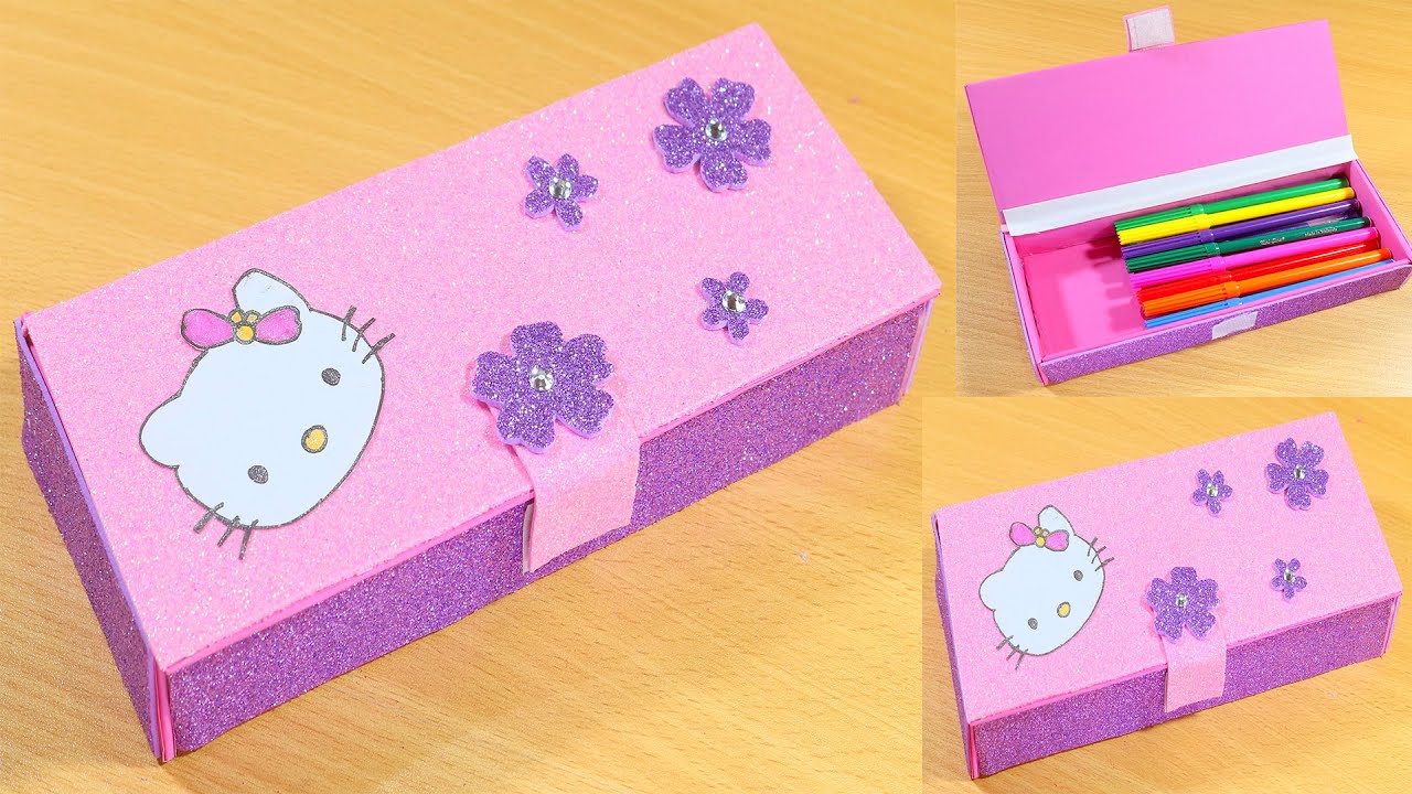 How to Make Hello Kitty Pencil Box | DIY Hello Kitty Pencil Case - Easy Pencil Box Craft