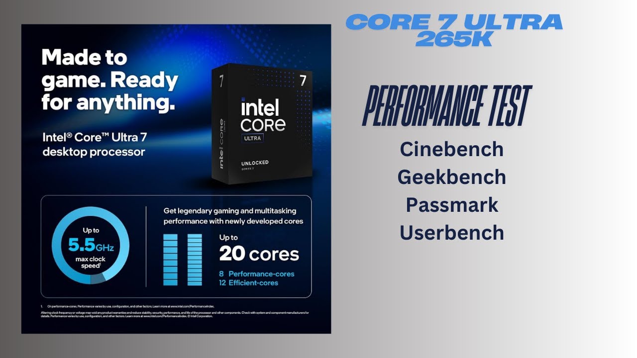 Intel Core Ultra 7 benchmarking with top 4 benchmarking tools.