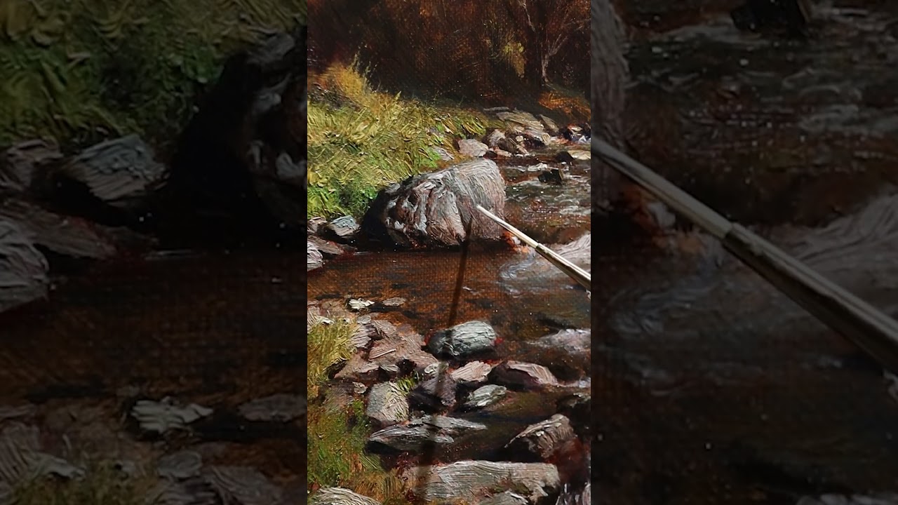 Painting a quiet little cascade in oils... 