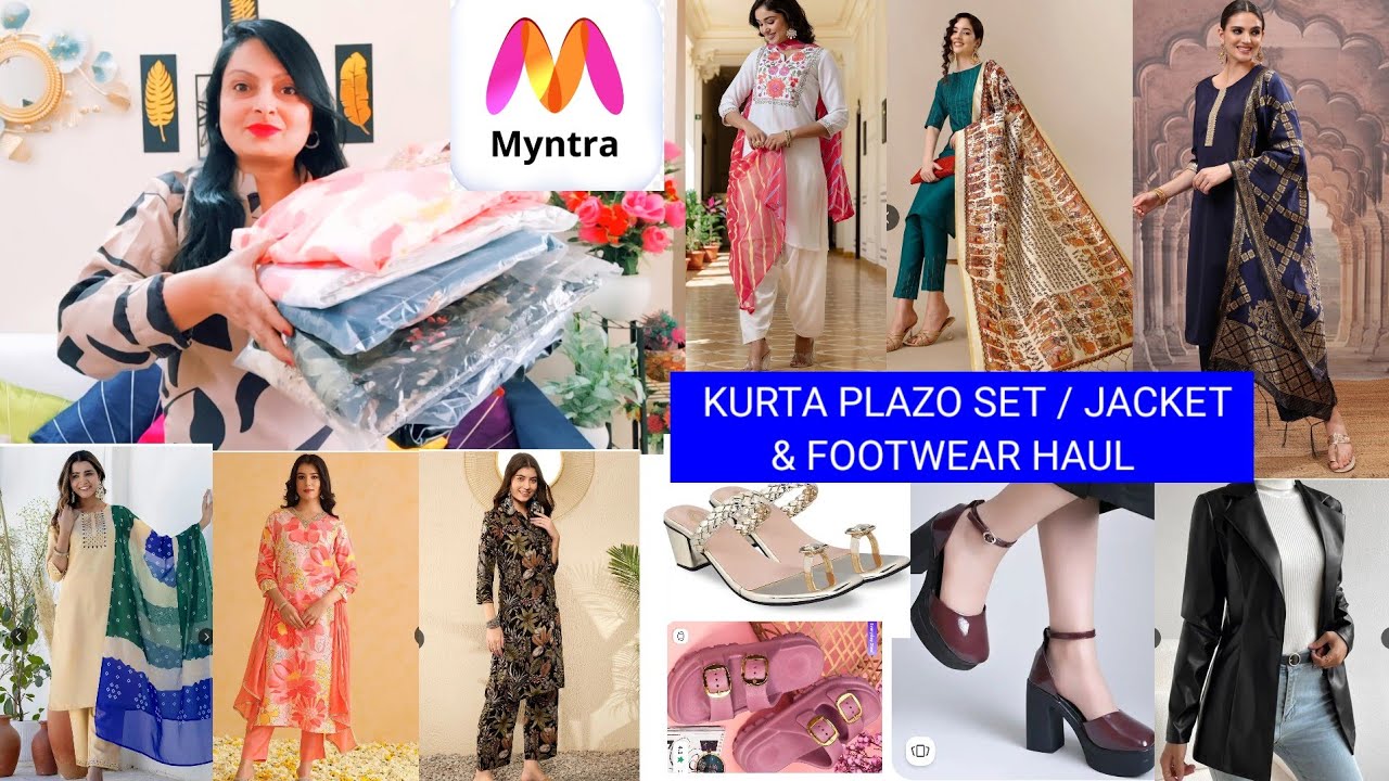MYNTRA KURTA PLAZO SET & FOOTWEAR HAUL/ ETHNIC WEAR/PARTY WEAR KURTA PLAZO SET , JACKET 🧥 & SANDAlS 