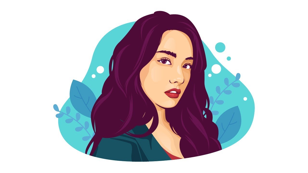 [Timelapse] Vector Portrait Flat Illustration using Adobe Illustrator | Nana